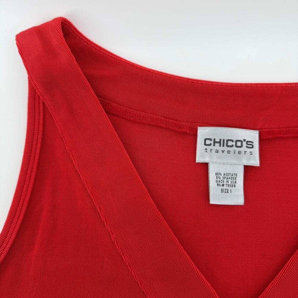 Chico's Women's Red Embellished Button Front Jacket and Tank Set - Picture 11 of 16